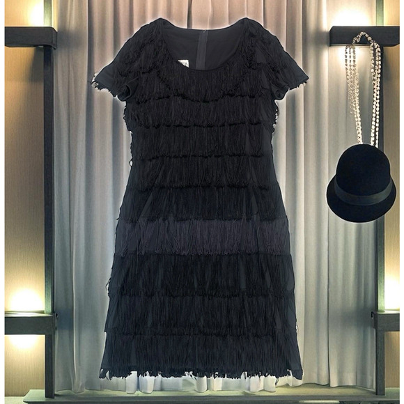 VTG Roberta Tiered Fringe Flapper Party Dress Womens Size 7/8 Retro USA 70s 80s - Picture 1 of 12